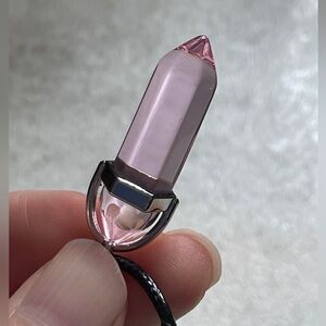 Pink glass imitation rose quartz necklace pendant boho